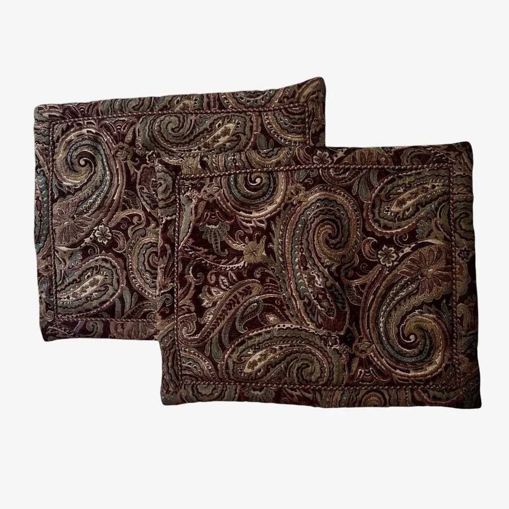 Croscill Estate Paisley 2 Sham Pillows 27x21 Regalia Standard Brocade Jacquard